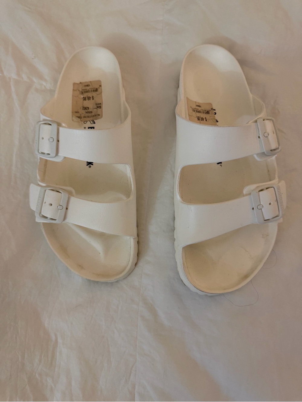 Birkenstock White Rubber Double-Buckle Slide Sandals